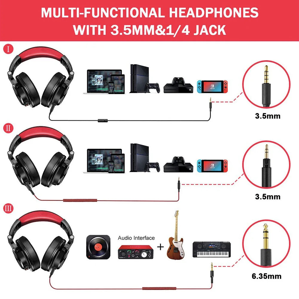 Wired professional Headphone With Mic Studio DJ Headphones Professional Monitor Recording & Mixing Headset For Gaming - Smart Watch Fun