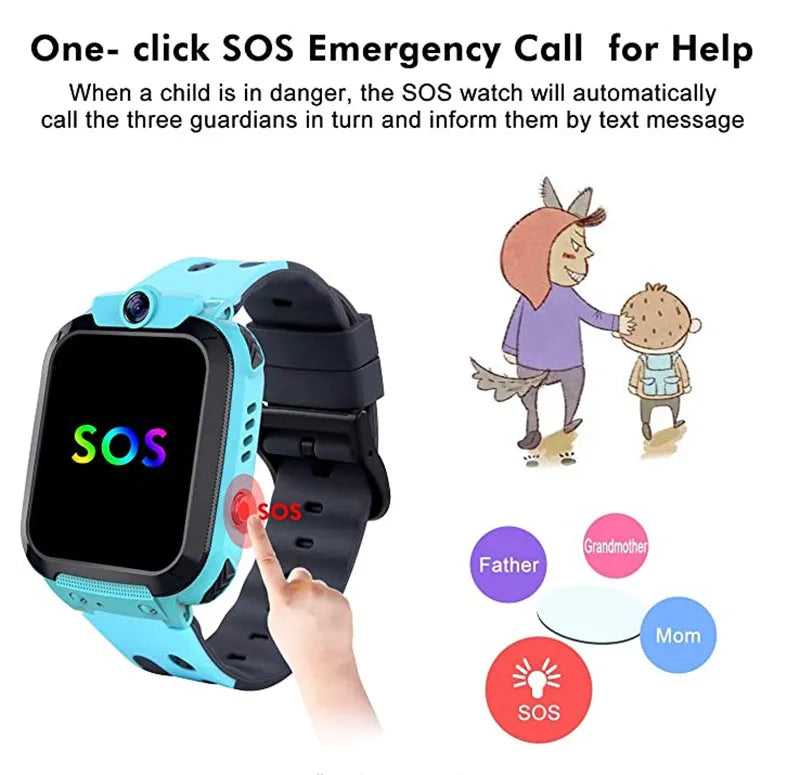 2G Kids Smart Watch SOS Call LBS Tracker Location Sim Card Kid Watch Camera Voice Chat IP68 Waterproof Smartwatch For Children - Smart Watch Fun