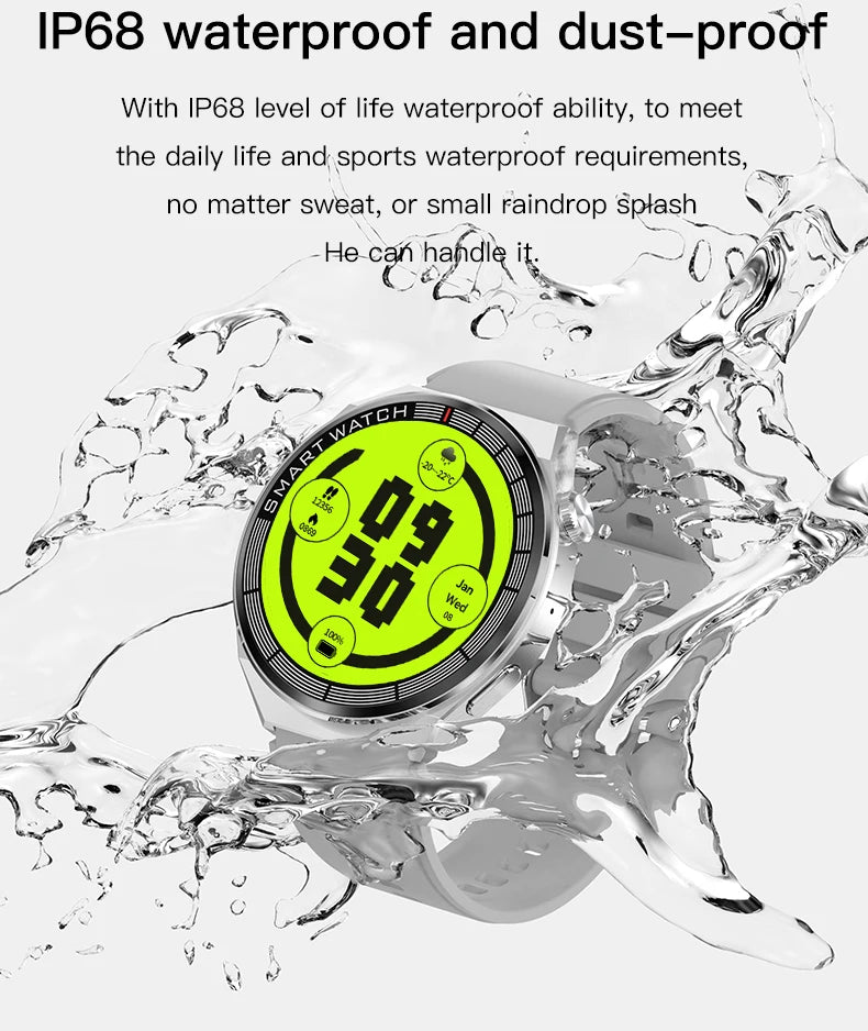 an advertisement for a waterproof and dust proof watch