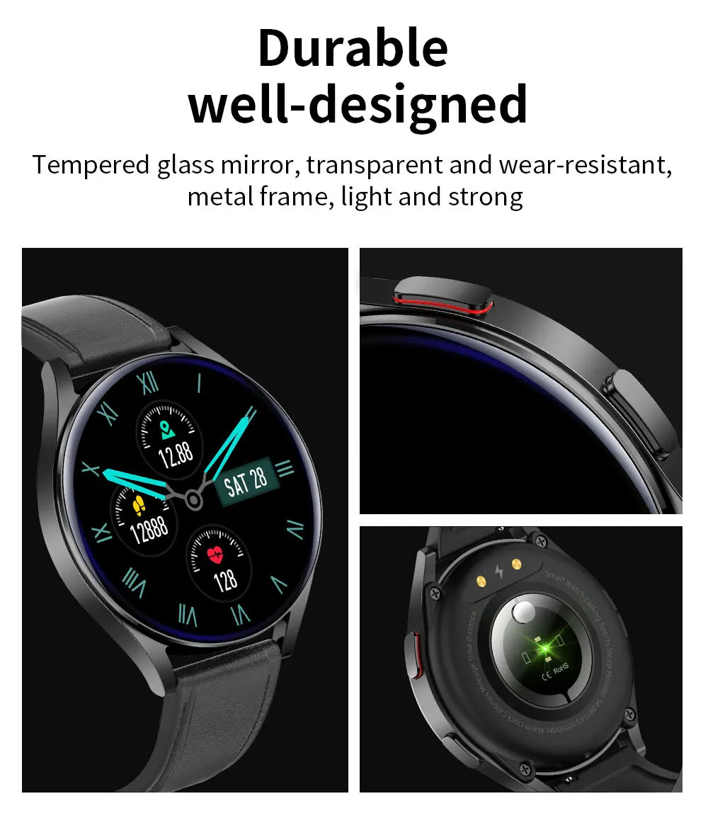 Smartwatch with Full Touch, Blood Pressure & Oxygen Monitor, Bluetooth Call, Sports Watch for Android and iOS - Smart Watch Fun
