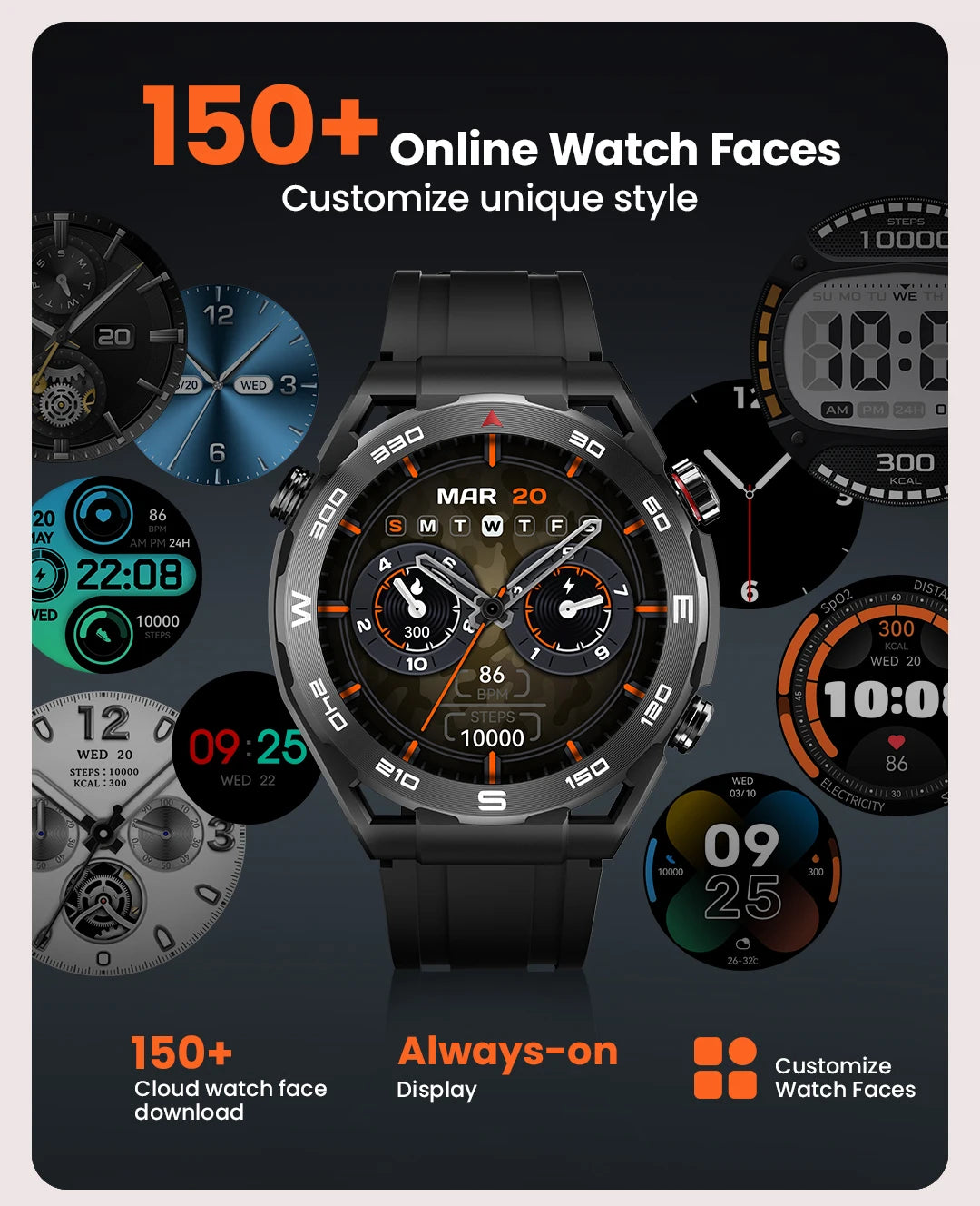R8 Smartwatch 1.43'' AMOLED Display Bluetooth Call Mulitary-grade Toughness - Smart Watch Fun