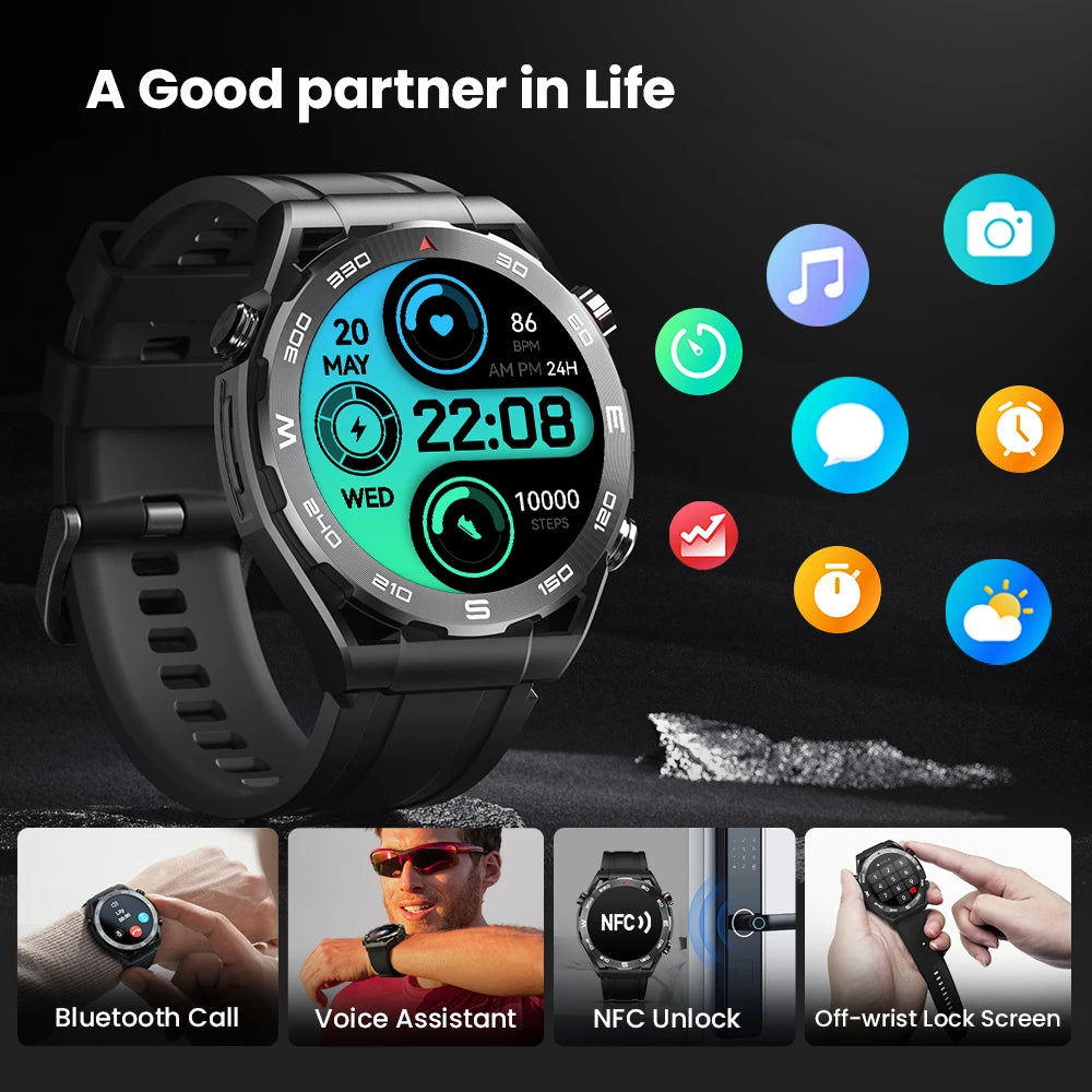 R8 Smartwatch 1.43'' AMOLED Display Bluetooth Call Mulitary-grade Toughness - Smart Watch Fun