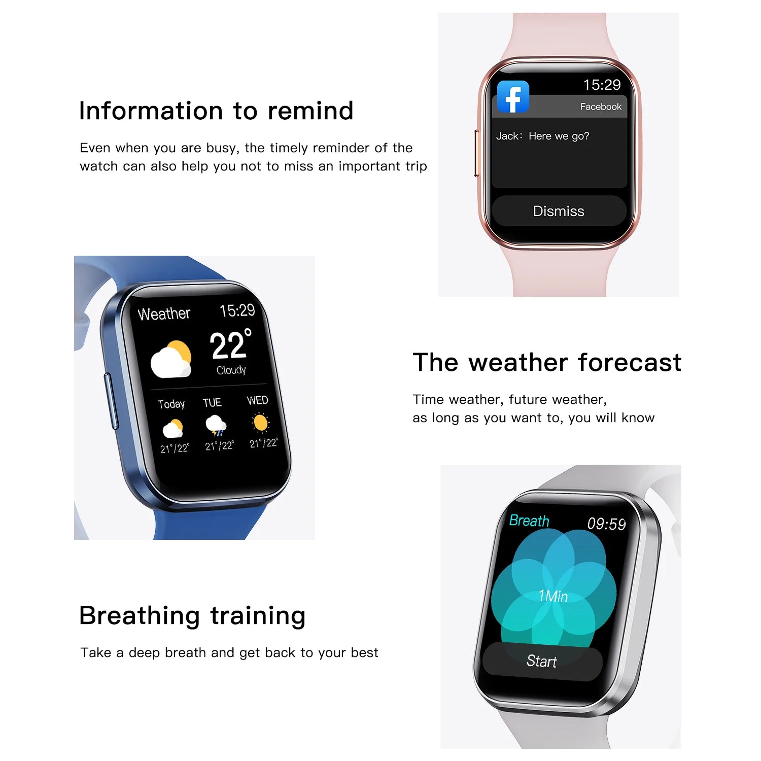 Luxury Smart Watch Fitness Monitor Waterproof Sport Smartband Wrist Smartwatch for Women Xiaomi Huawei PK Amazfit GTR 4 - Smart Watch Fun