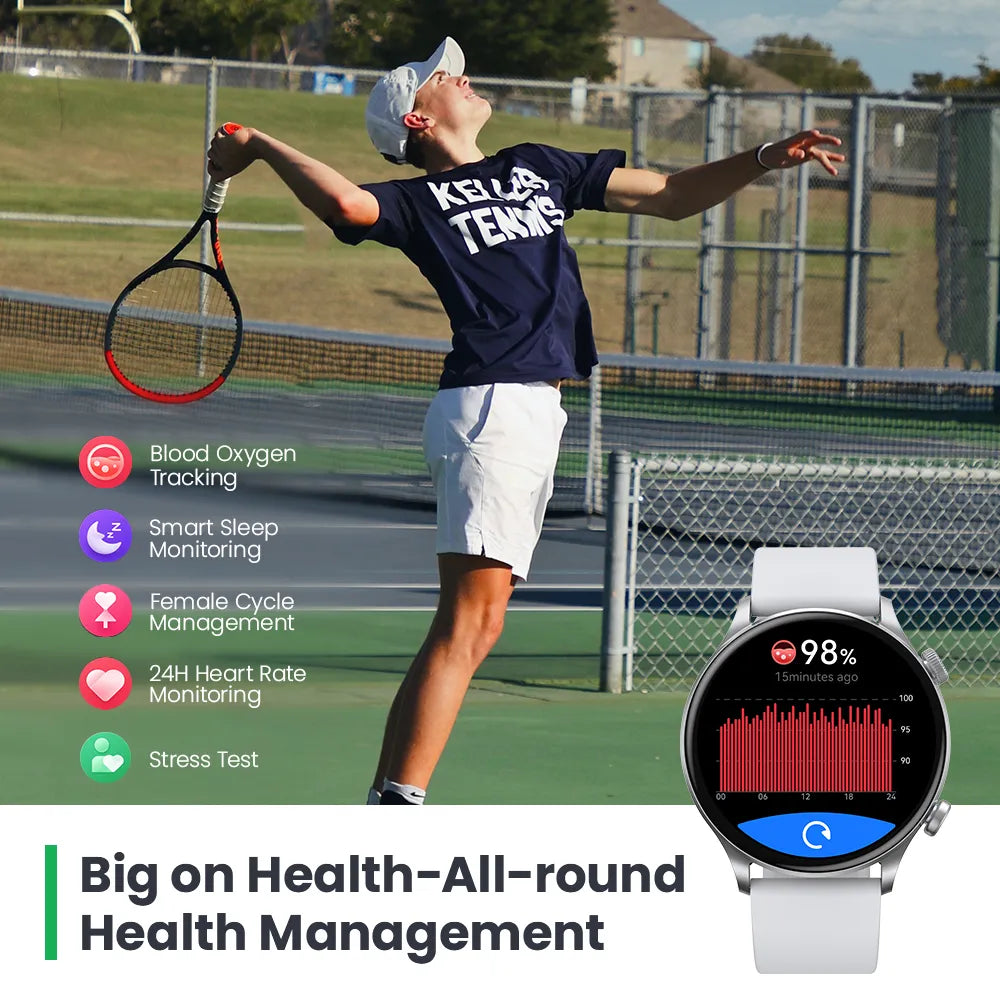 Solar Plus RT3 Smart Watch Bluetooth Phone Call 1.43"AMOLED Display Smartwatch Health Monitor IP68 Waterproof Sport Watch - Smart Watch Fun
