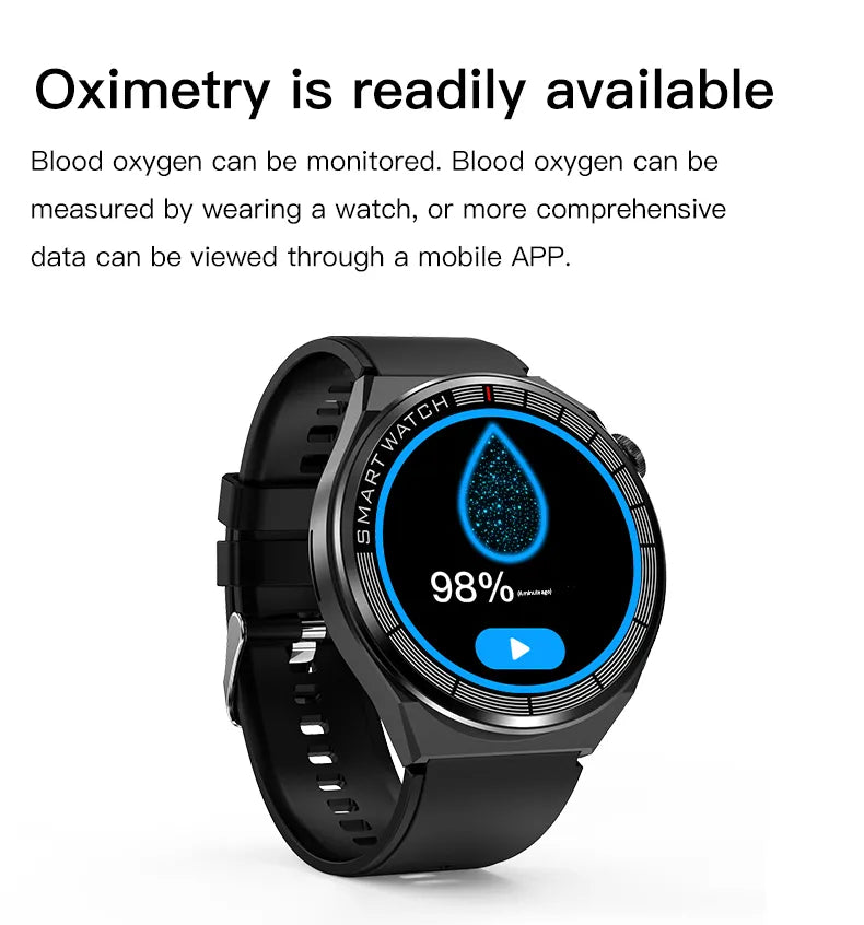 an advertisement for a smart watch with the text oximetry is readily available