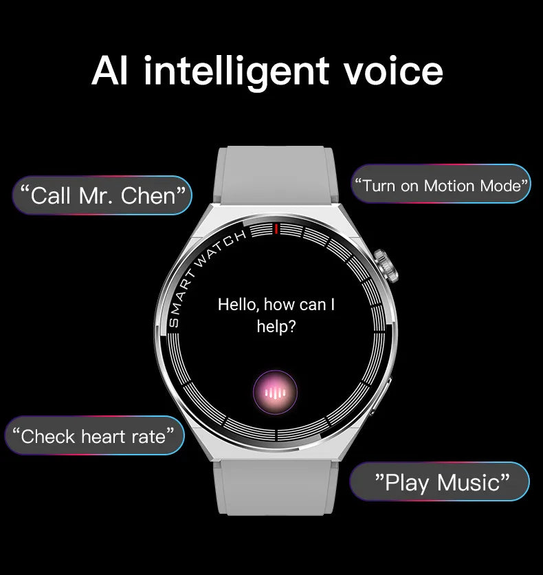 a smart watch with the words intelligent voice on it