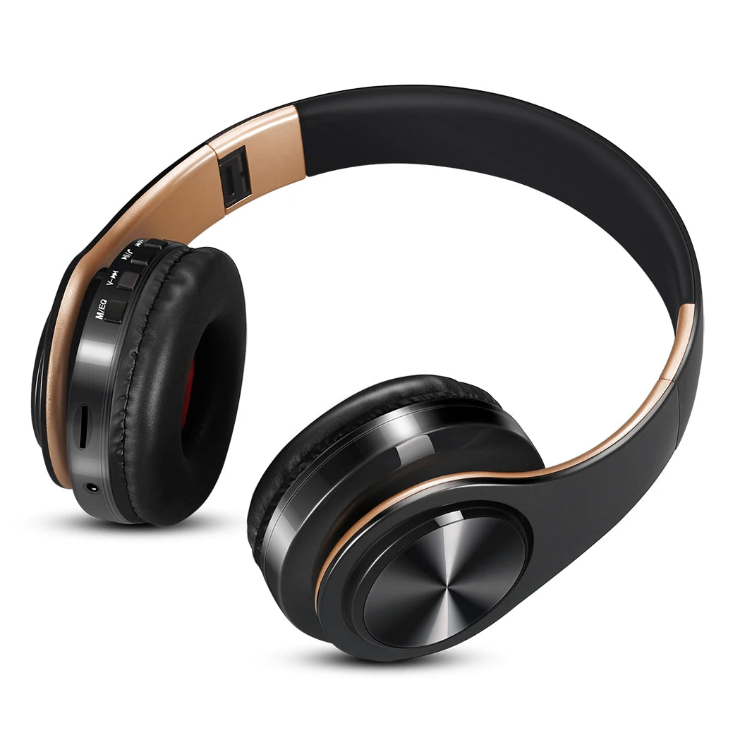 Men Women Gift Gold Wireless Headphones Bluetooth Earphone Stereo Headset with Build-in MIC with 3.5mm Jack for Xiaomi Samsung IPHONE - Smart Watch Fun
