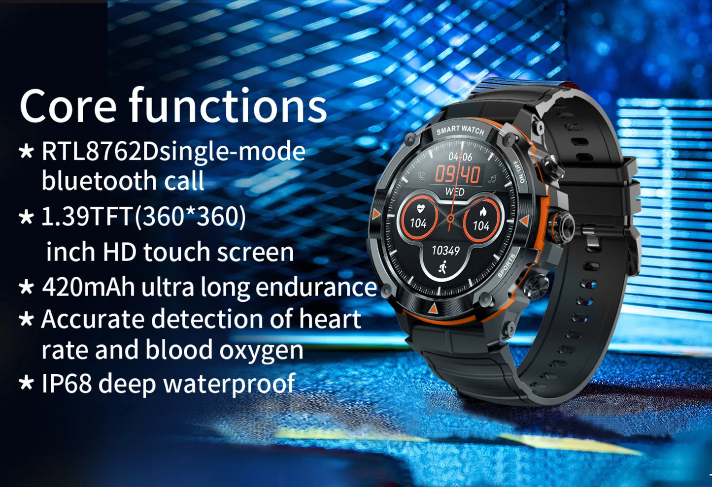 Smart Watch 1.43'' AMOLED Display Bluetooth Call Waterproof Military-Grade Sport Watch - Smart Watch Fun